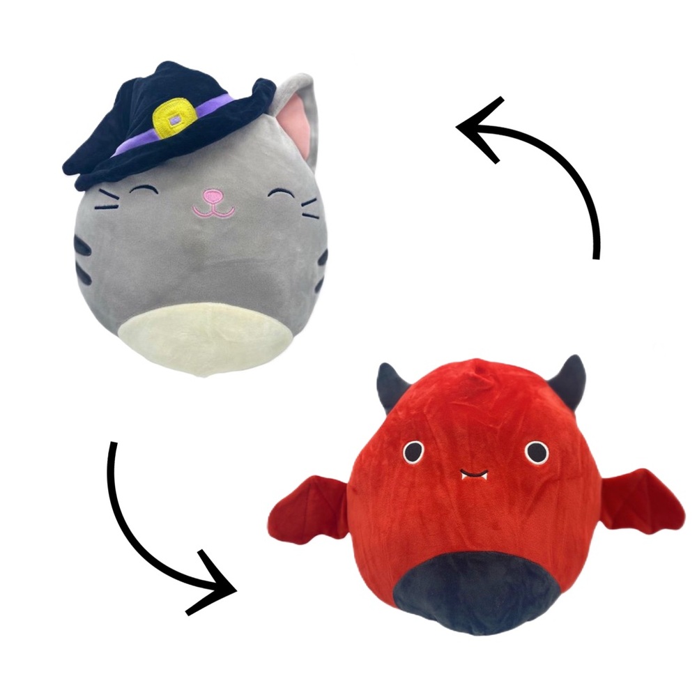 Flip-A-Mallow Squishmallow Reversible 2-in-1 Halloween Plush Red Demon Witch Cat